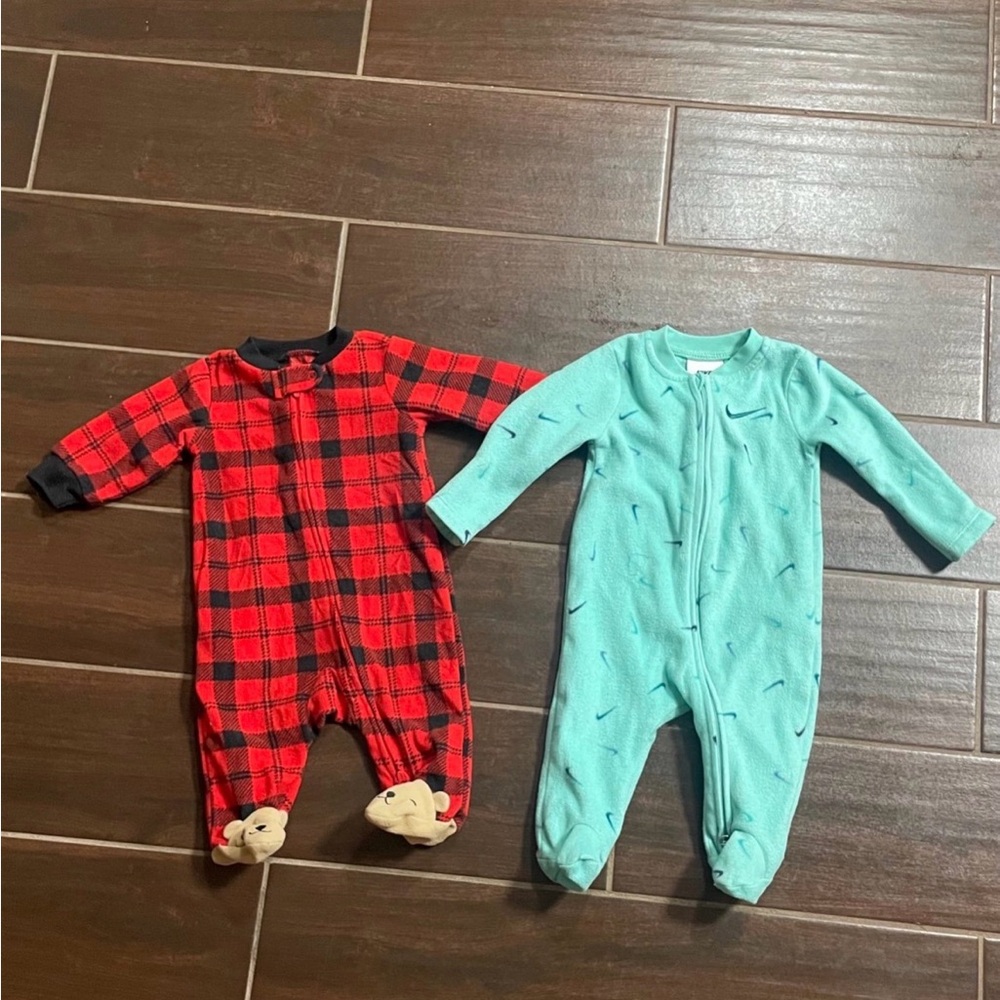 Red Plaid and Blue Nike One Piece Set